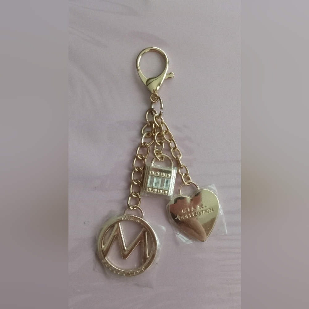 Gold Mia K Keychain with Heart and Initial Charm